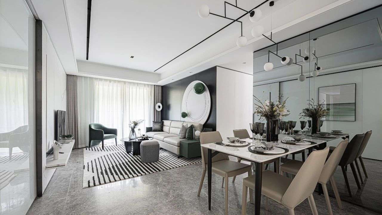 120m²现代风客厅电视墙装修效果图